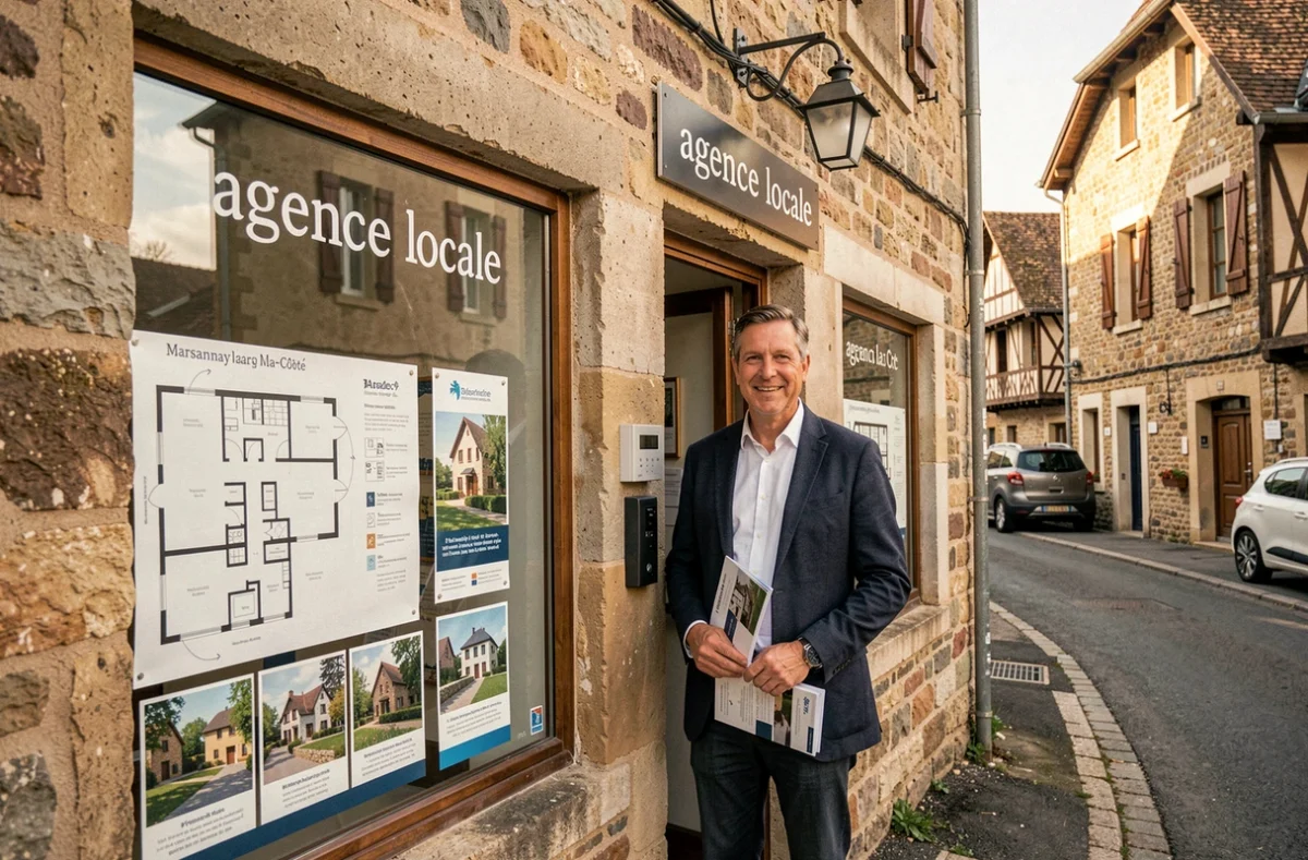 Agent immobilier devant l'agence Compao de Marsannay-la-Côte spécialisée en construction individuelle