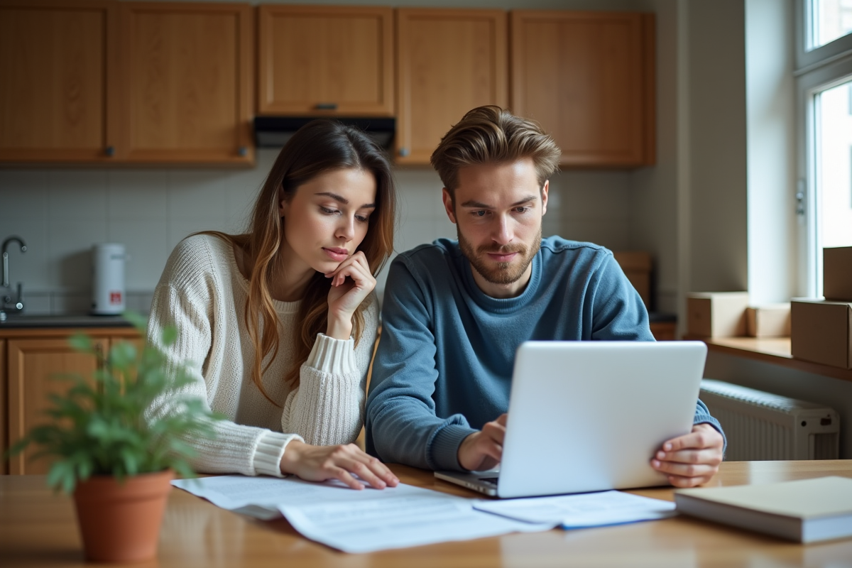 Jeune couple à la maison gérant leurs finances