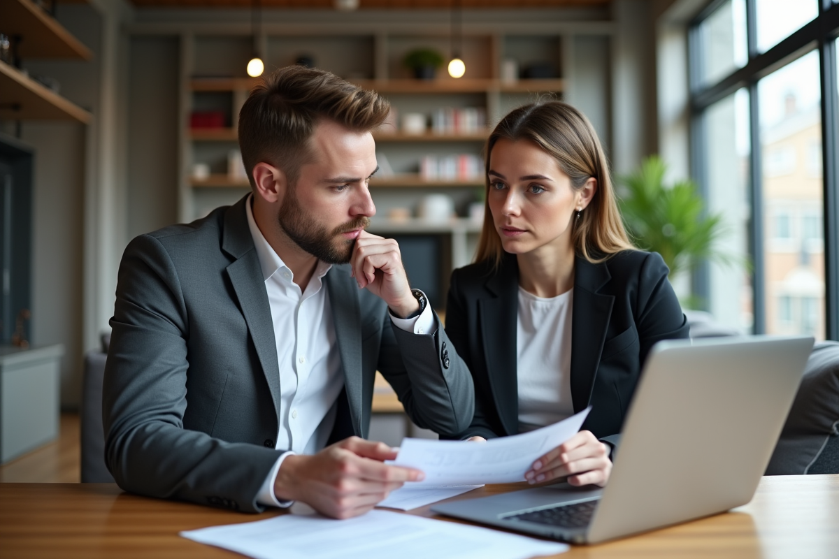 Couple en réunion pour réviser un contrat de location