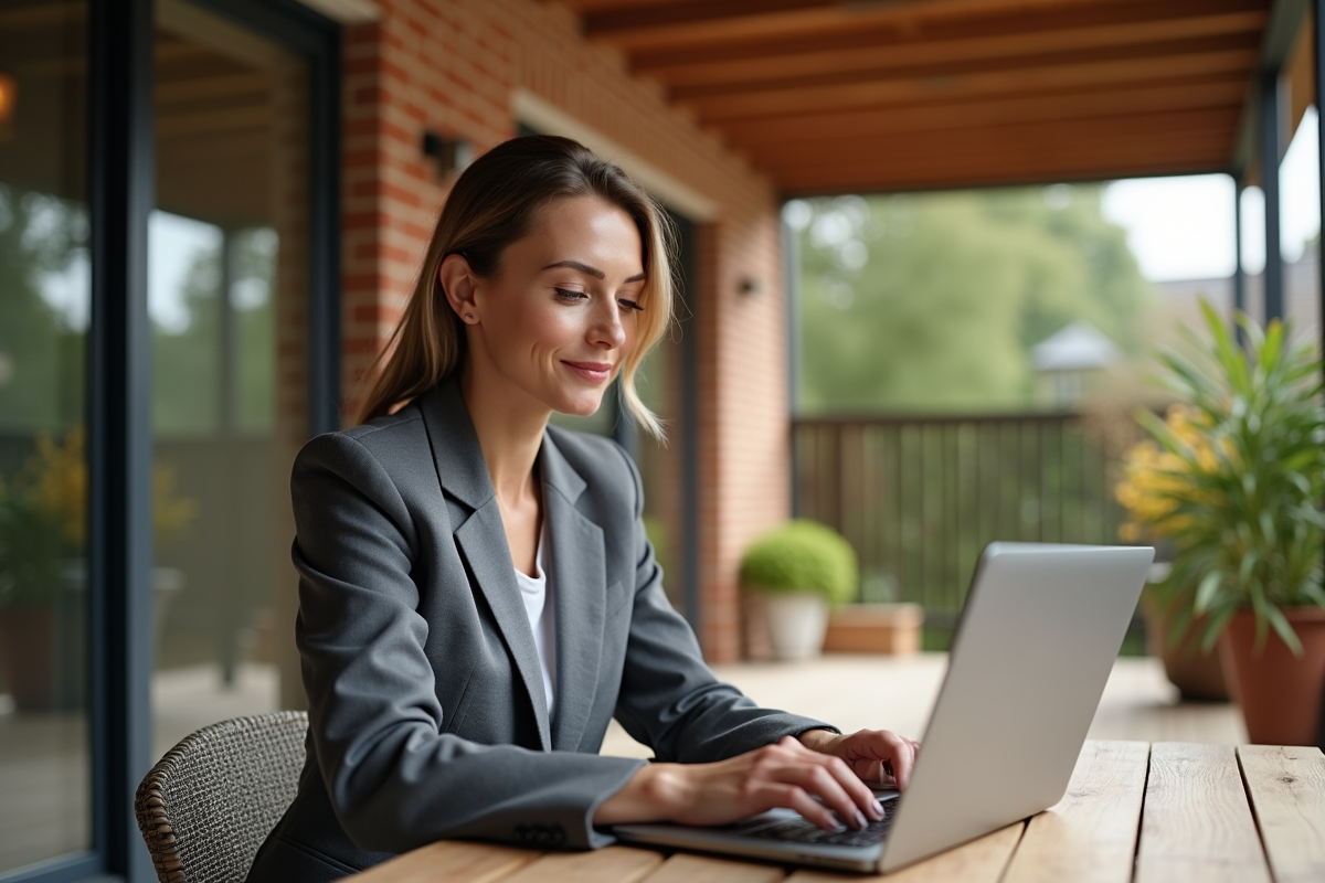 Femme professionnelle travaillant en extérieur dans un jardin