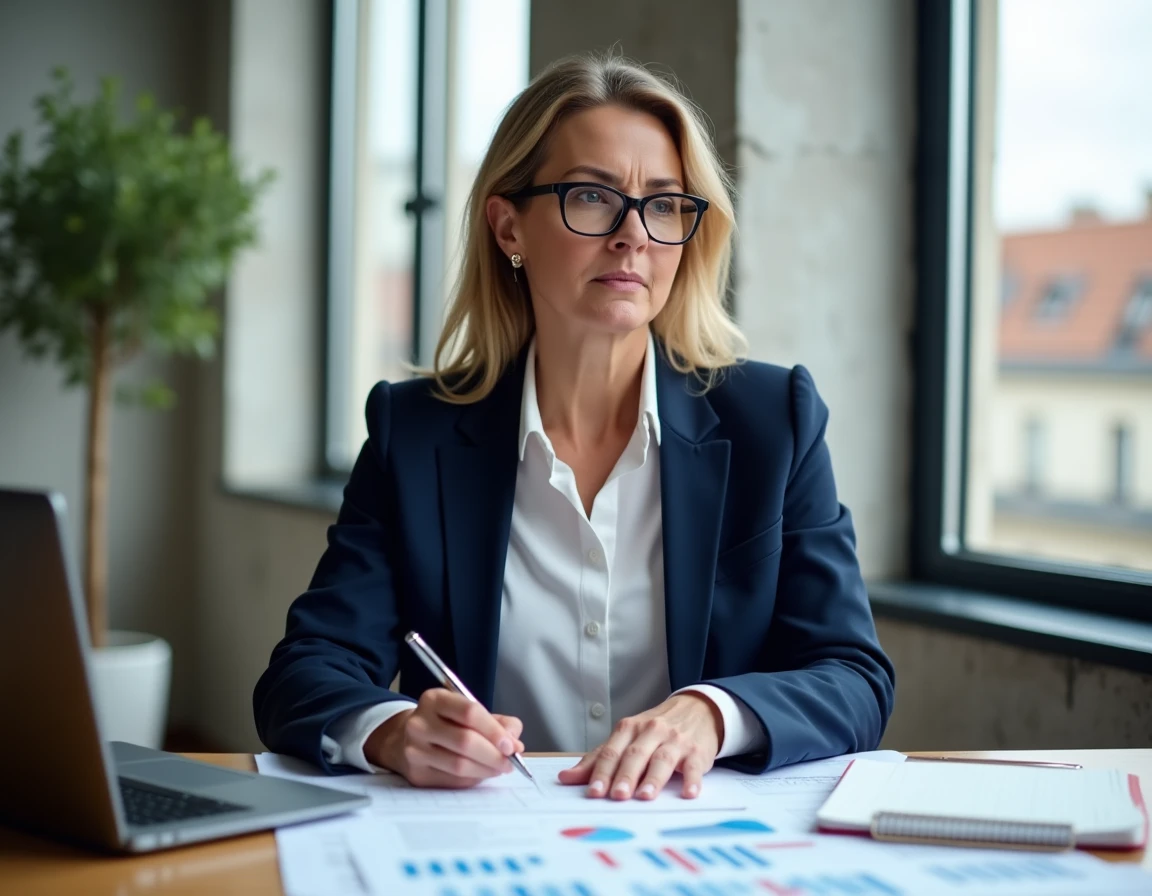 Femme comptable analysant une simulation fiscale pour optimiser les bénéfices d'une SCI familiale