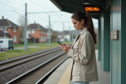 Jeune femme professionnelle à la gare en extérieur