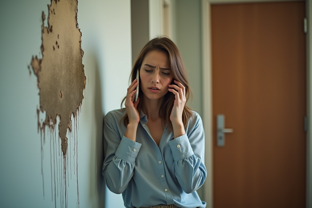 Jeune femme parlant au téléphone près d