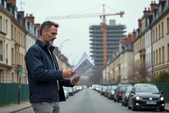 Investisseur immobilier étudiant des plans dans une rue en rénovation du Quartier Nord de Villeneuve-Saint-Georges