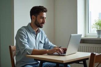 Jeune étudiant français regardant des annonces immobilières à Bangkok