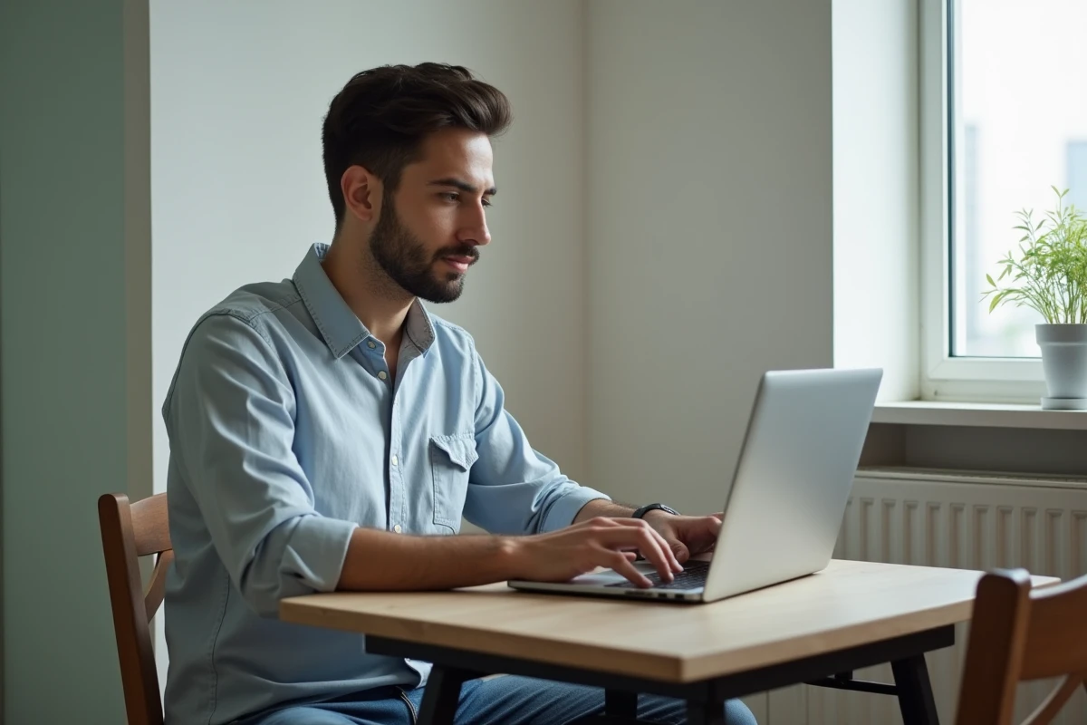 Jeune étudiant français regardant des annonces immobilières à Bangkok