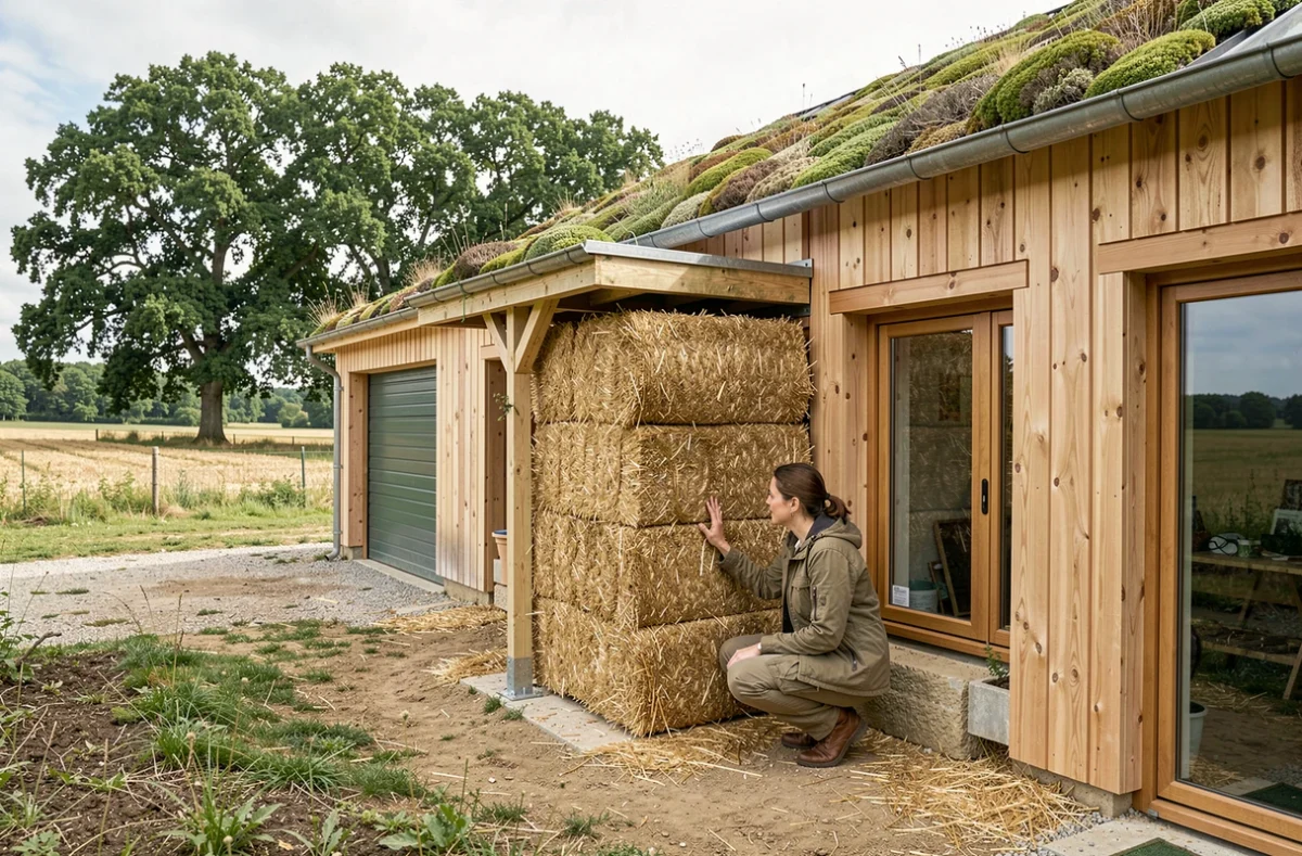 Maison écologique Maison Bionat en construction avec matériaux biosourcés dans la campagne de Côte-d'Or