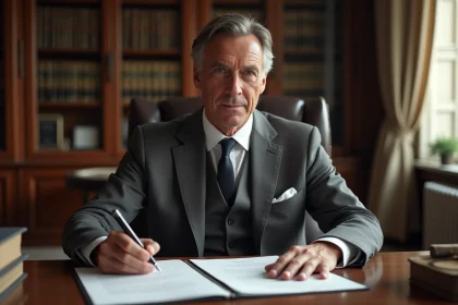 Notaire en costume dans son bureau à Limoges