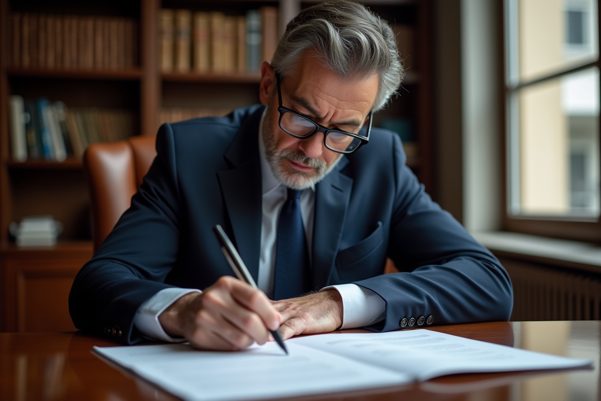 Notaire homme en costume dans son bureau élégant