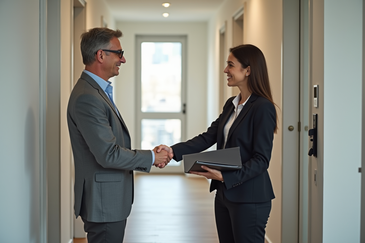 Homme et femme se serrant la main dans l