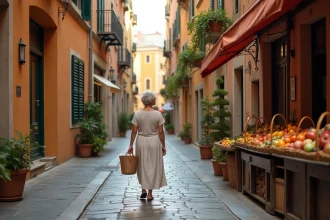 Ruelle pittoresque du Vieux-Nice avec façades colorées et marché local, idéale pour découvrir l'authenticité des quartiers niçois